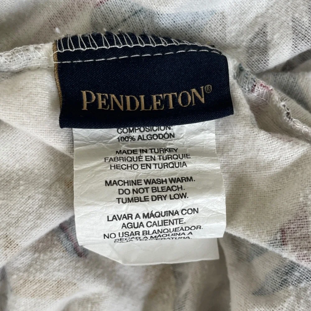 Pendleton Southwestern Geometric Cotton Fitted Sheet White Blue Red Twin